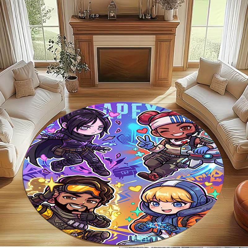 Apex Legends Print Round Rug, Washable Floor Carpet, For Entryway Dorm Laundry Room Office Study, Home Decor Birthday Christmas Gift