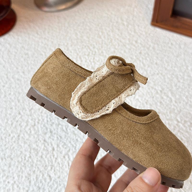 Girls Shoes Khaki Lace Lace Bow Girls Princess Shoes Four Seasons Lightweight Children's Shoes