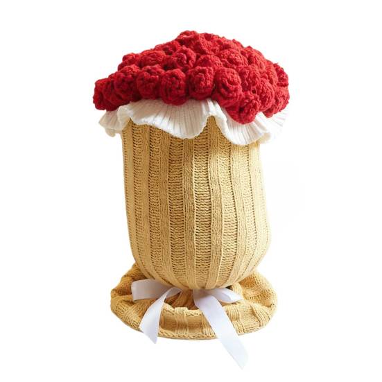 

Декоративная вязаная подушка-плед «Букет роз» для дивана, кровати, подарок на День святого Валентина, День матери, Рождество S