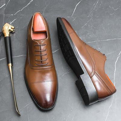 New Men's Dress Leather Shoes Luxury Fashion Groom Wedding Shoes Men England Style Derby Shoes Plus Size 38-46