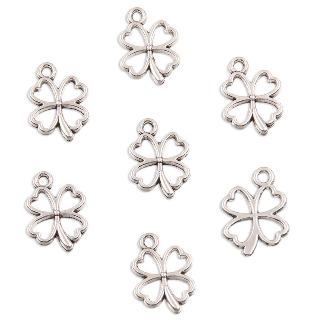 4 Styles Zinc Alloy 4-Petal Small Flower Pendant Beads for DIY Necklaces and Keychains