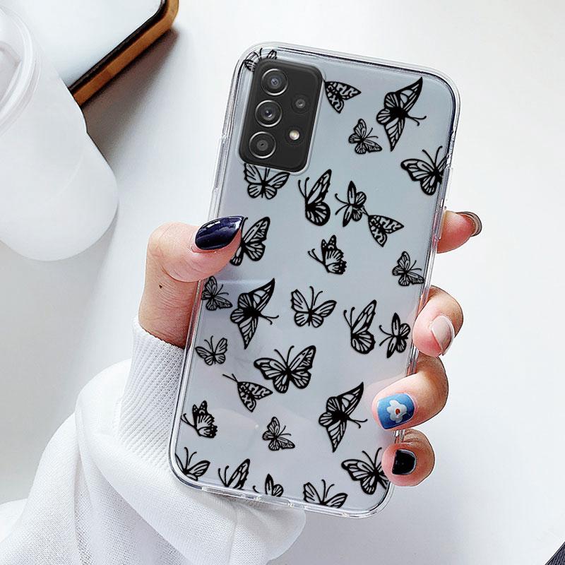 Phone Case For Samsung A52s A52 Floral Silicon Cover For Samsung Galaxy A52 Fundas Coque Transparent Soft Capas Flower TPU