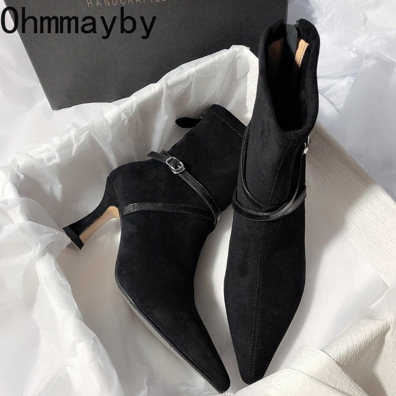 Autumn Fashion Elastic Slim Women Ankle Boots Fashion Party Stripper Female Shoes Ladies High Heel Short Botas Para Mujer