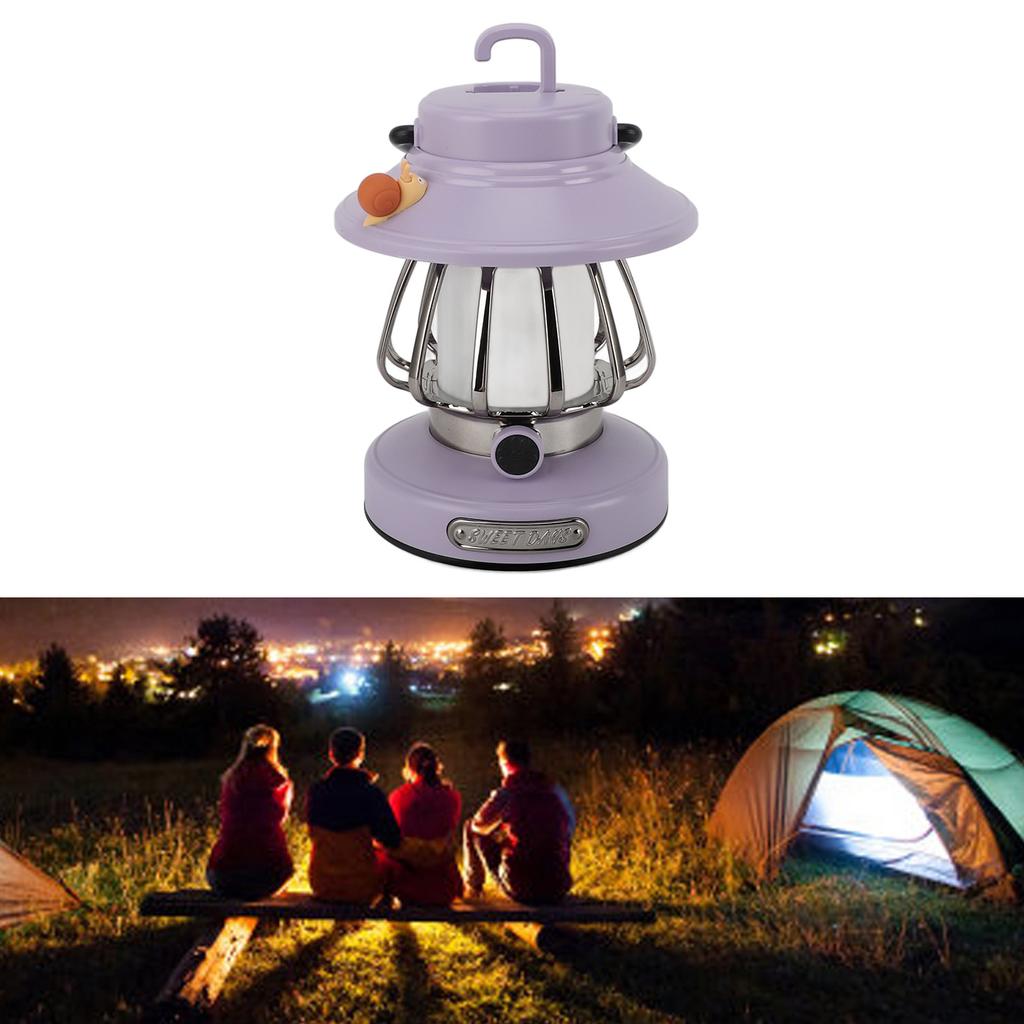 Retro Rechargeable Camping Lantern Infinite Dimming 3 Color Temperature Camping Lantern Portable Tent Light Emergency Light