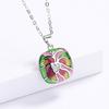 Stamp  Set for Women Elegant Leafy Flower Ring Necklace Stud Enamel Women's Wedding  Three Piece