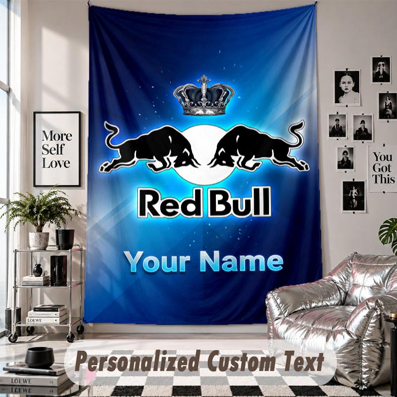Wall Hanging Tapestry With Custom Name & Text, RB Leipzig FC Decorative Tapestry For Bedroom