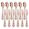 12pcs Colorful Royal Tableware Set Western Stainless Steel Flatware Cutlery Coffee Spoon Fruit Cake Fork Dinnerware Silverware