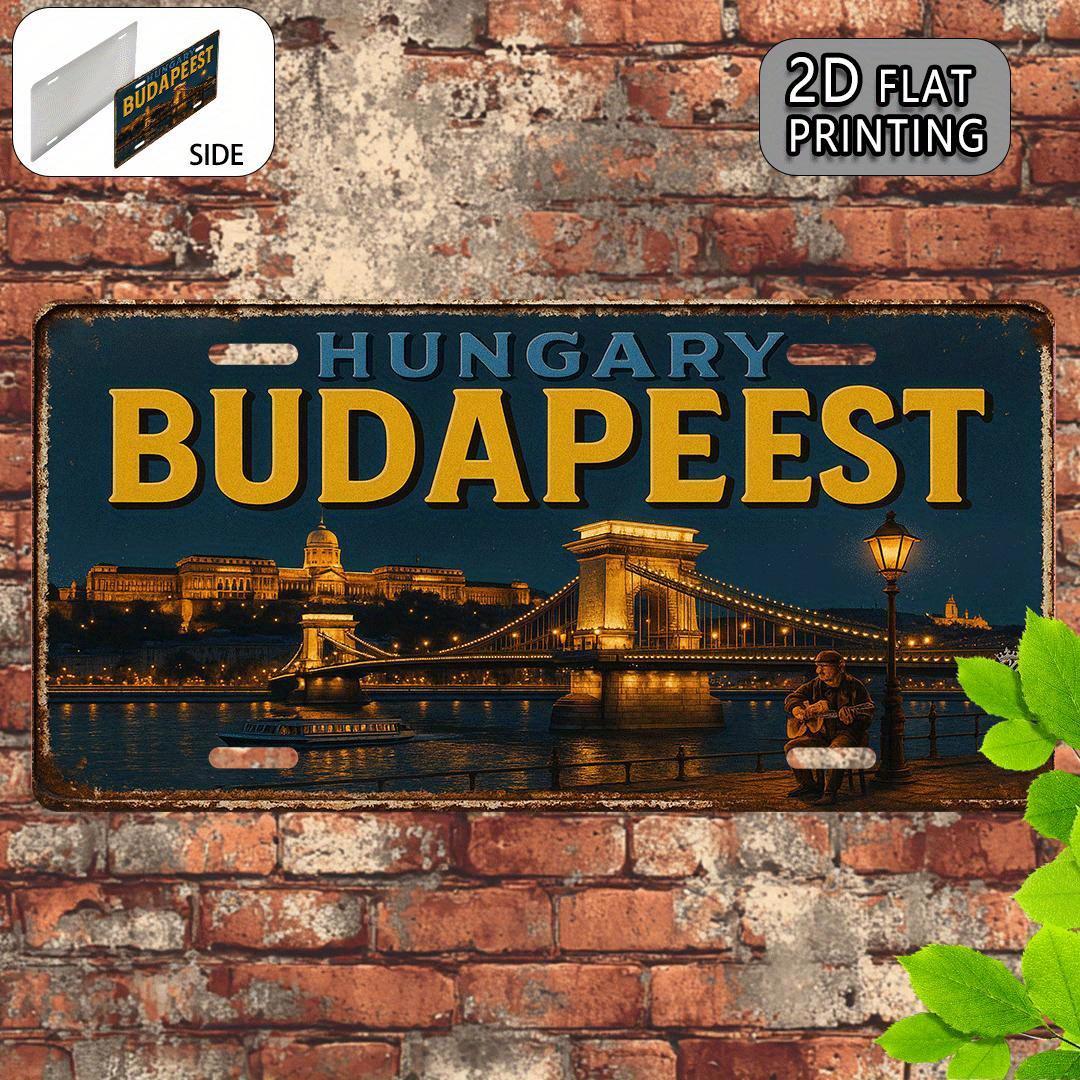 

D Flat D Flat Printing pc Budapest Vintage Metal Aluminum Sign (Xcm) Travel Themed Gifts Cityscape Decor Gift 15x30cm(5.9x7.8inch)