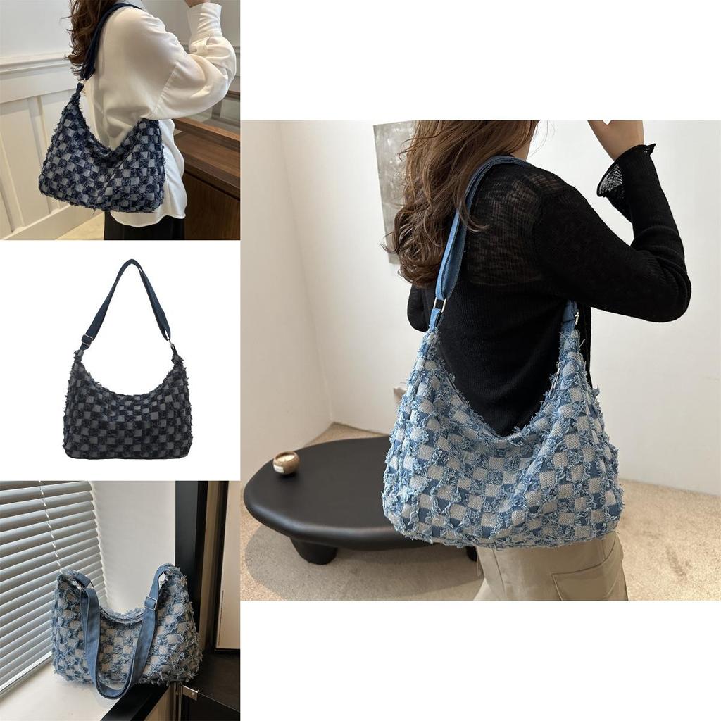 Stilvolle 2024 Neue Canvas Schulter-Crossbody-Tote-Tasche Trendige Handtasche mit großem Fassungsvermögen