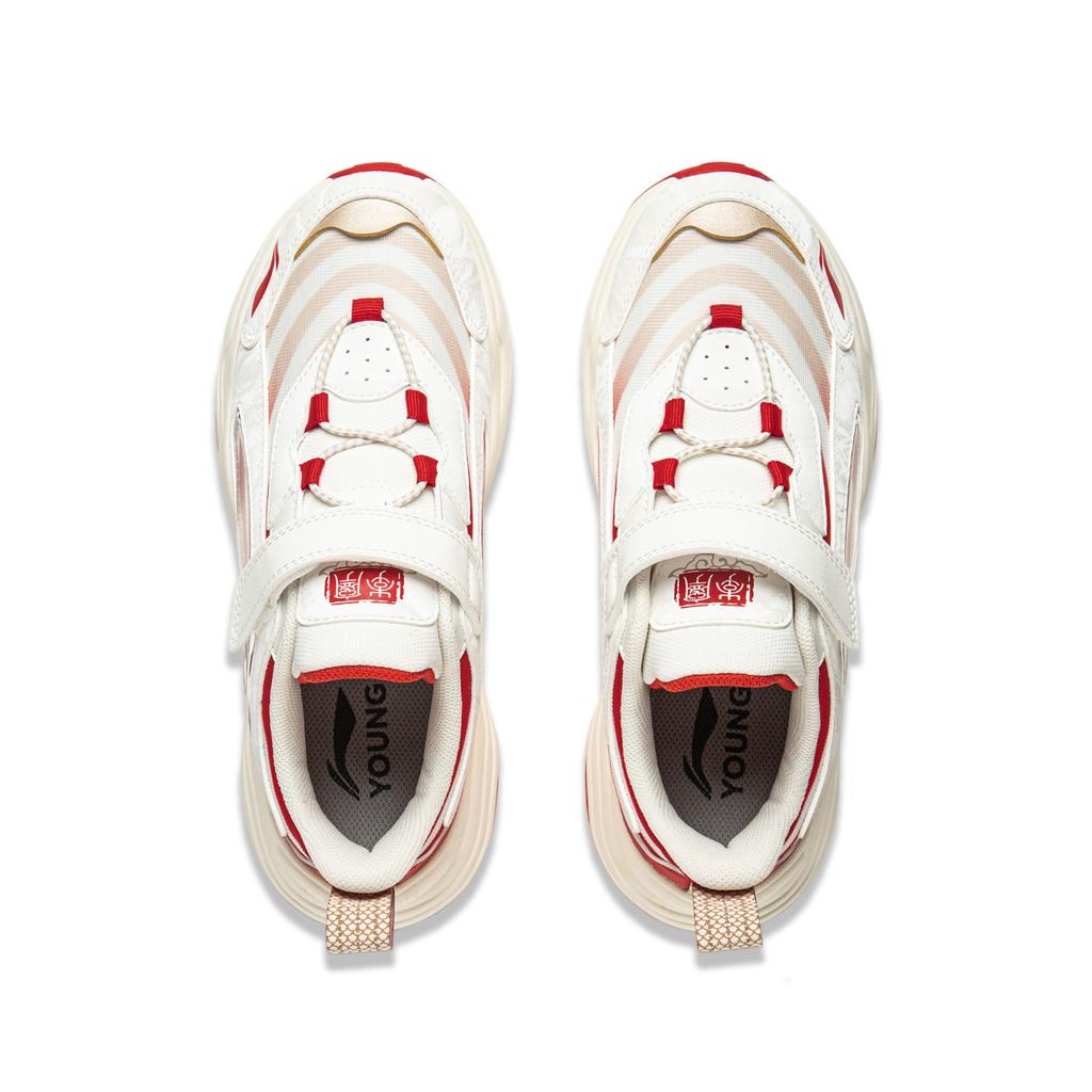 Li Ning Kids Fashion Versatile Trendy Casual Shoes Kids Casual Shoes Champagne-White Glory-Red YKCU206-11