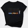 Astronaut Graphic Casual Sports T-shirt Short Sleeves Running Crew Neck Casual Every Day Tops Women's Activewear