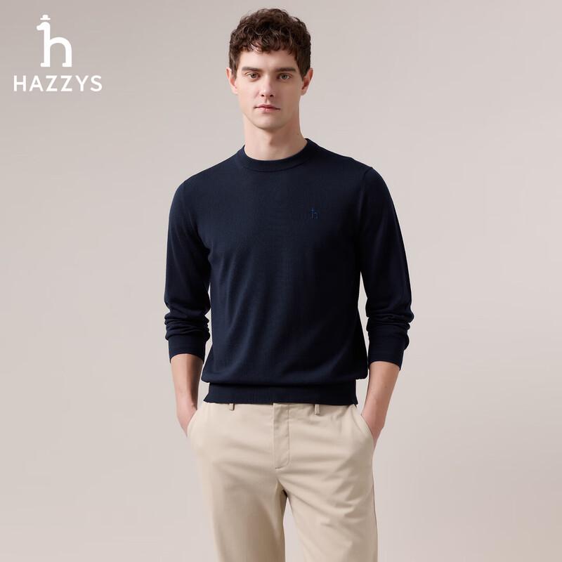 

HAZZYS Men s Crew Neck Solid Wool Pullover Sweater