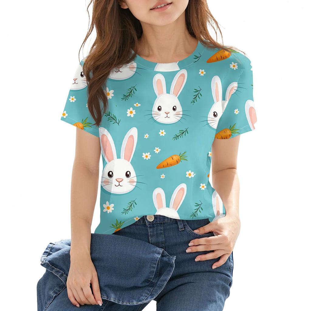 Children's Fashion Casual Short Sleeve Easter Printed Round Neck Fashion T-shirt Top