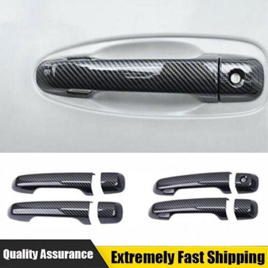 For Lexus GX460 2010-2022 Carbon Fiber Outside Smart Door Handle Cover Trim 8pcs