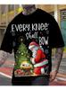 Creative Santa Claus Printed Men's T-Shirt Merry Christmas Casual O-neck Loose Short Sleeve Tops Fashionable Comfortable Breathable T-shirt