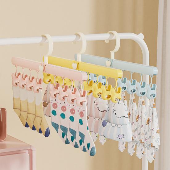 Folding Clothes Hanger 360-Degree Rotation Windproof Hook Strong Load-bearing Portable Clothes Rack Socks Hooks