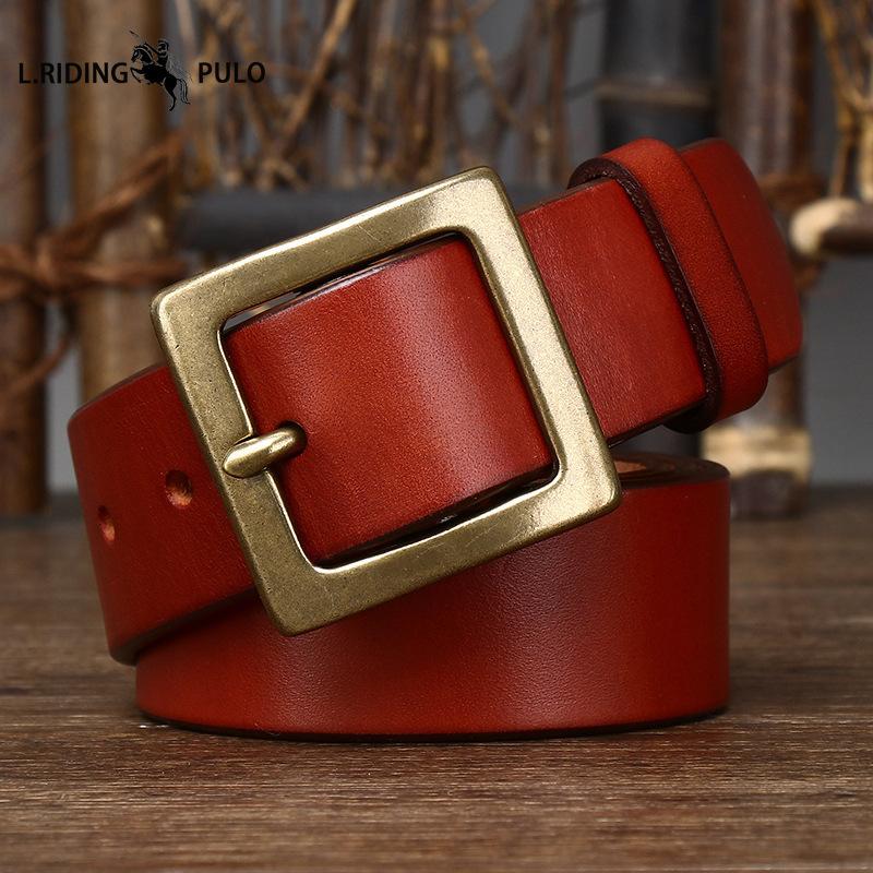 Retro Minimalistischer Glänzender Vollnarben Rindsleder Gürtel für Herren, Echtes Leder, Dornschließe, Lässig und Vielseitig Neuer Stil