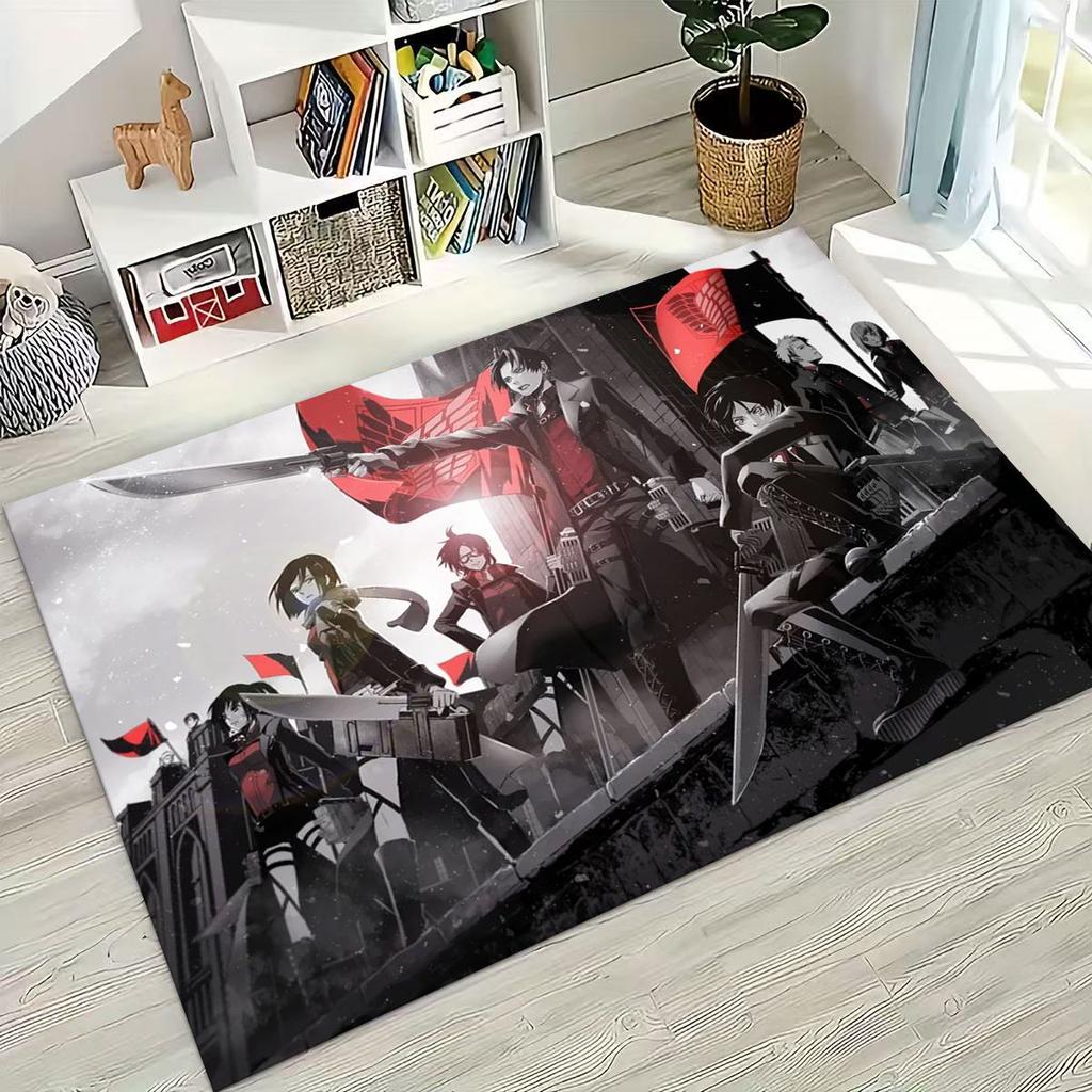 2026 New Anime Attack on Titan Eren Mikasa Cartoon Rug for Bedroom Living Room Sofa Home Doormat Decor,Kids Non-slip Floor Mat