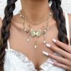 European and American Jewelry Sweet Design Pearl Sweet Cool Y2k Butterfly Choker Necklace Women