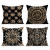 Home Decor Elegant Black And Gold Mandala Pattern Pillows Pattern Cushion Cover Suitable For Sofa Bedroom Car Pillow Cover