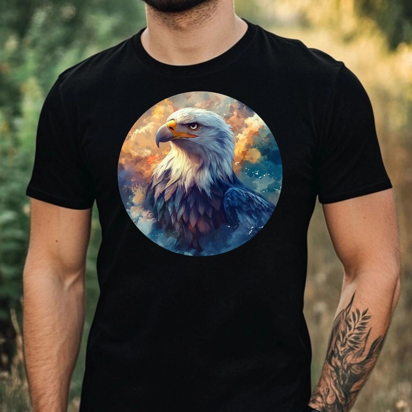 T-Shirt Herren Adler Portrait Motiv Baumwolle Größe XS bis 5XL M