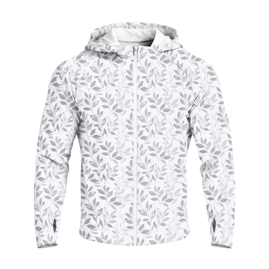 Men's Casual Raglan Sleeve Hoodie Long Sleeve Sun Protection Jacket Lightweight Breathable Outdoor Sports Windbreaker with Full Zip and Thumb Holes