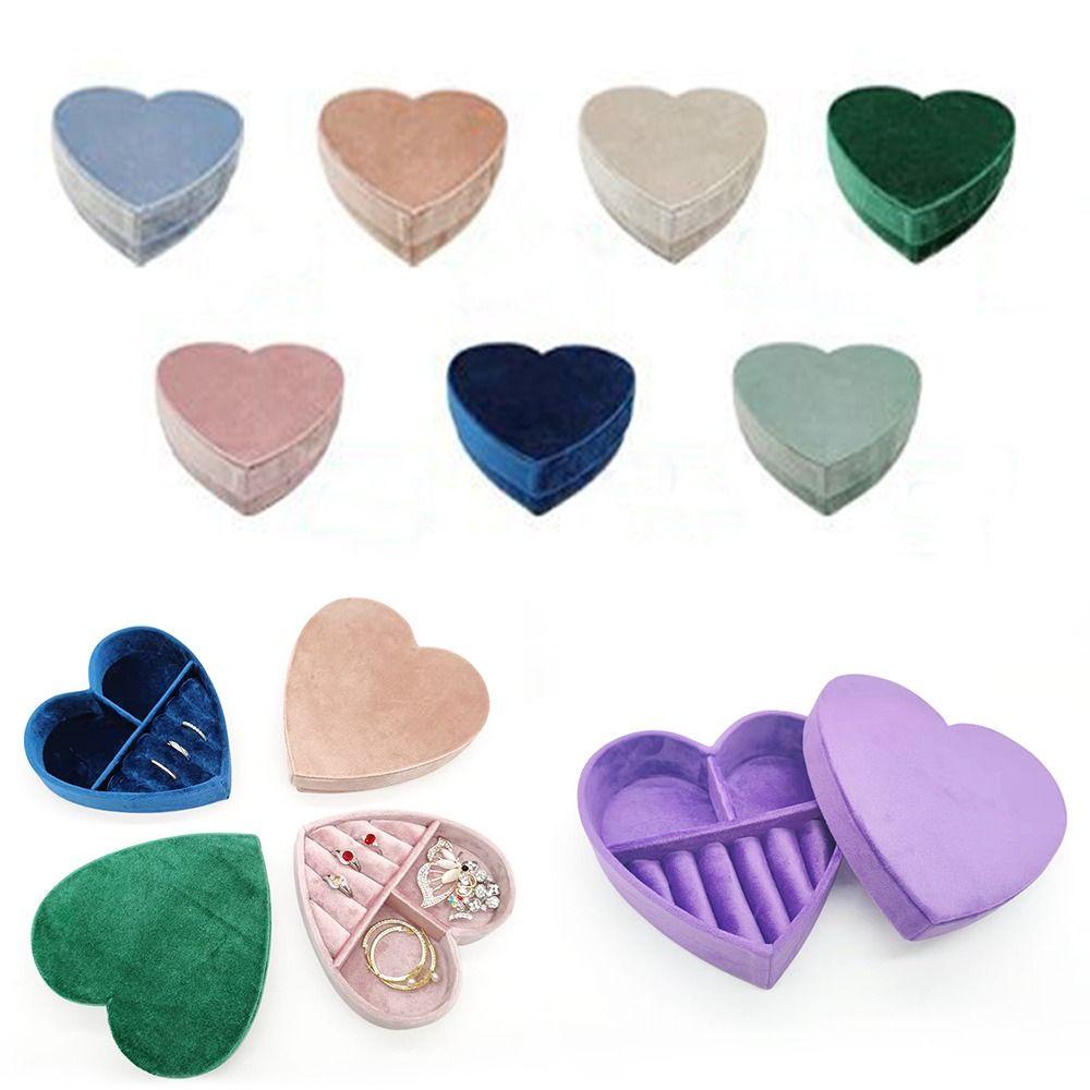 

Gift Portable Heart Shaped Velvet Jewelry Box Display Case Organizer Box Storage Box