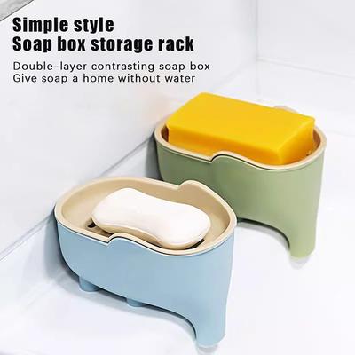 Double Layer Creative Elephant Shape Soap Box Soap Dish Drainable Soap Holder Waterproof Drain Rack Soap Container Tray