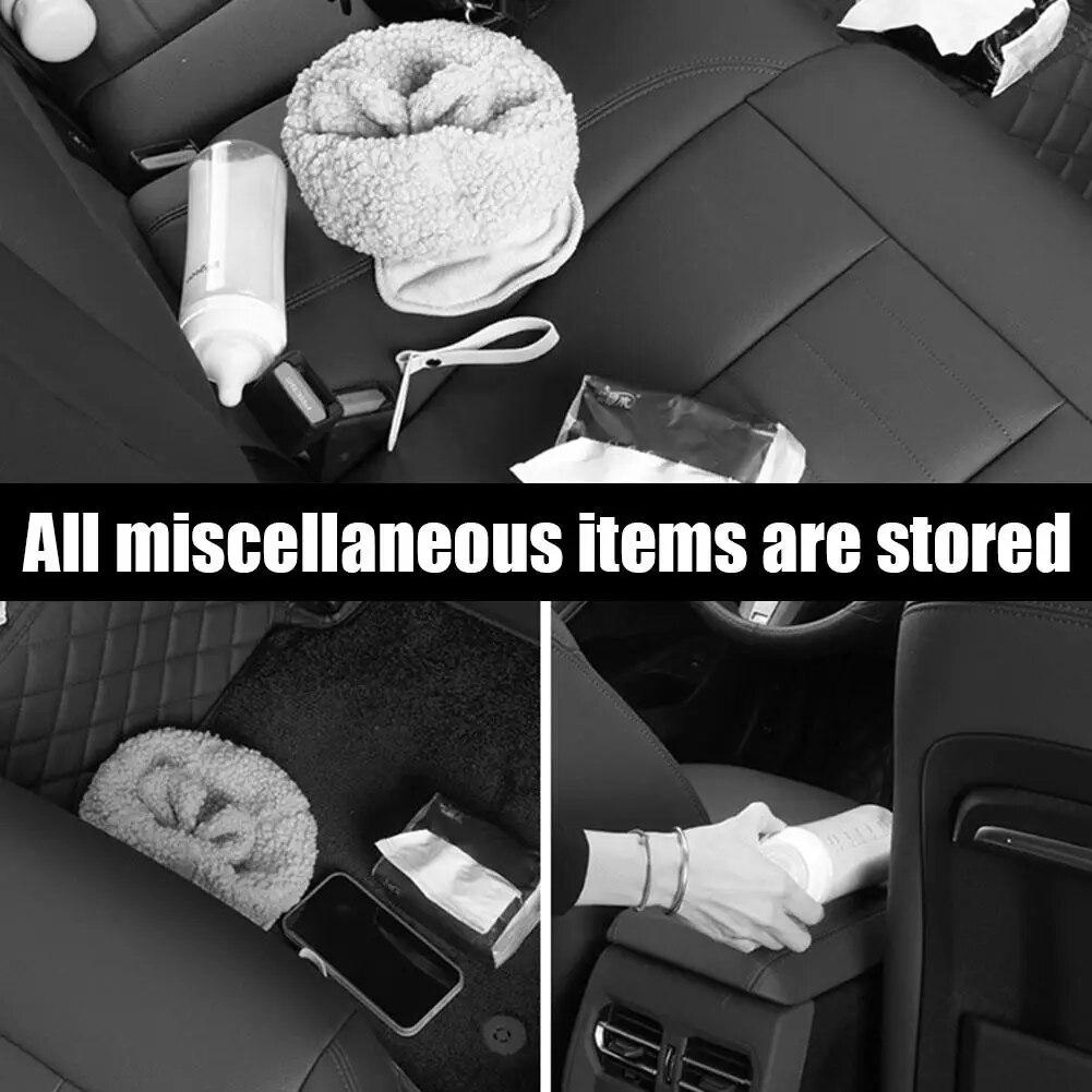Car Multifunctional Leather Tissue Storage Box Under Seat Cute Auto Back Seat Paper Bag Place Water Cup Creative Portability