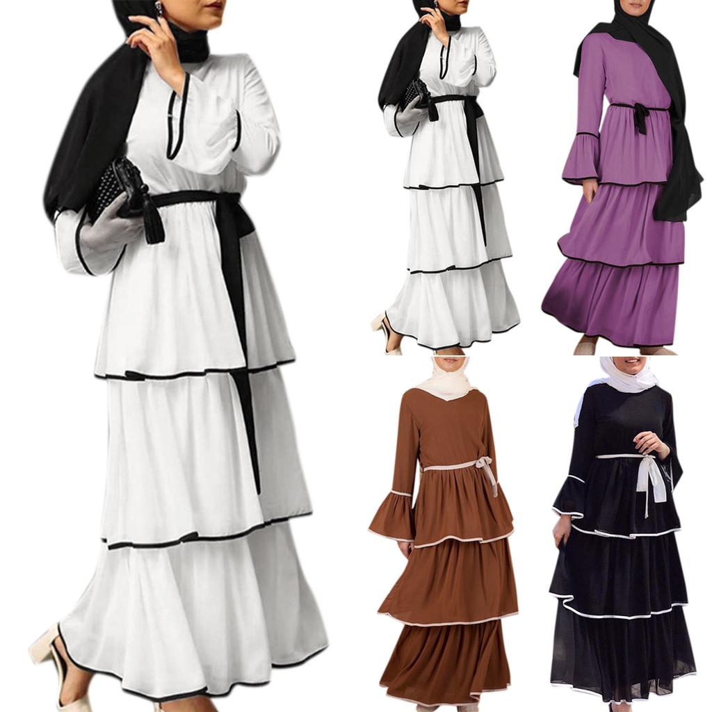 Layered Robe Buy Muslim Women Flare Long Sleeve Tiered Layered Abaya Dress Prayer ...