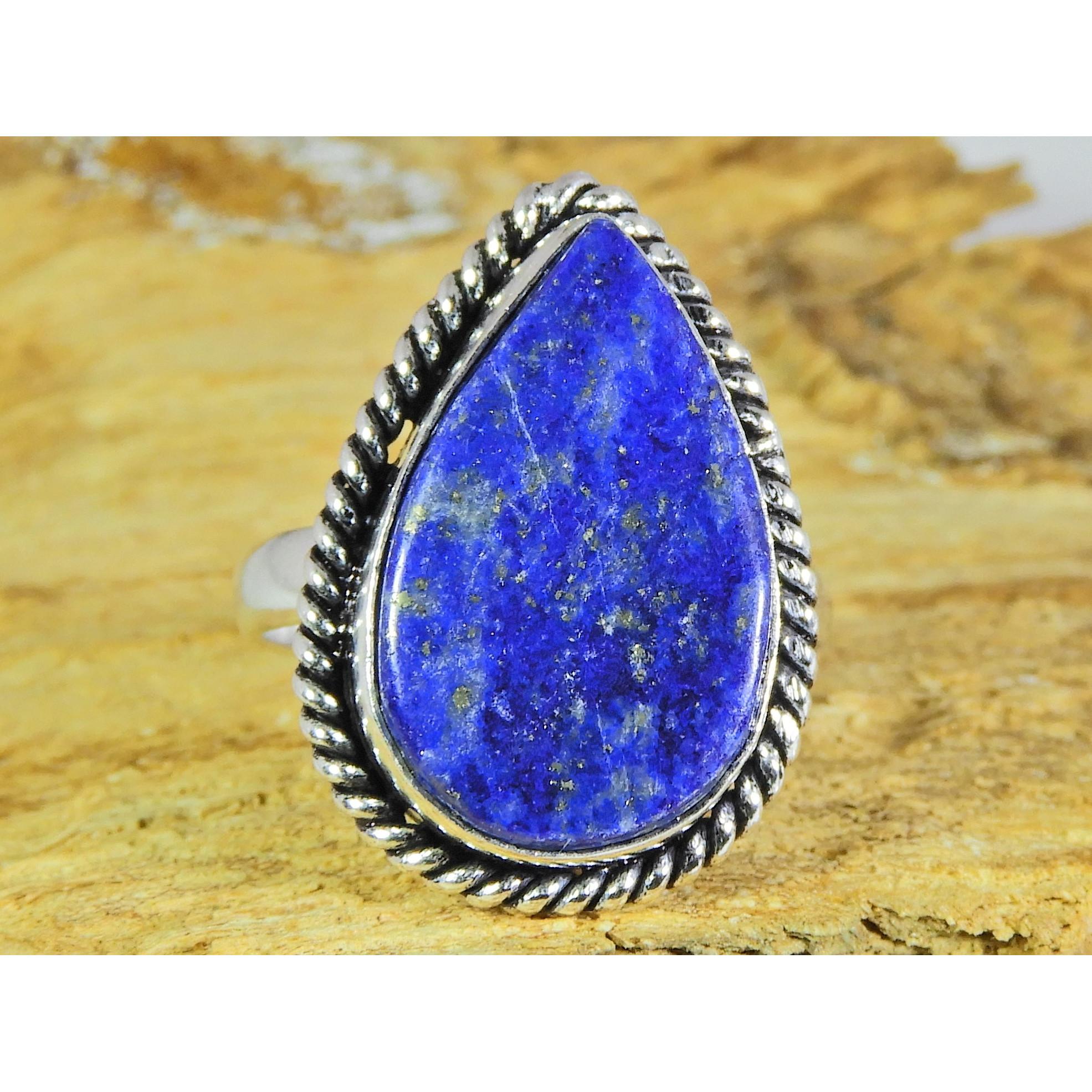 

Natural Lapis Lazuli 925 Solid Sterling Silver Ring Size US-9 PG-02