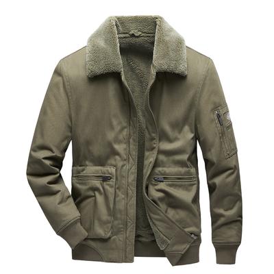 Autumn and Winter Pure Cotton Tooling Jacket Men's Thickened Lamb Wool Middle-aged Cotton-padded Jacket Men's Fleece Thermal Jacket