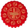 Disposable Red PEVA Round Tablecloth with Blessing Characters