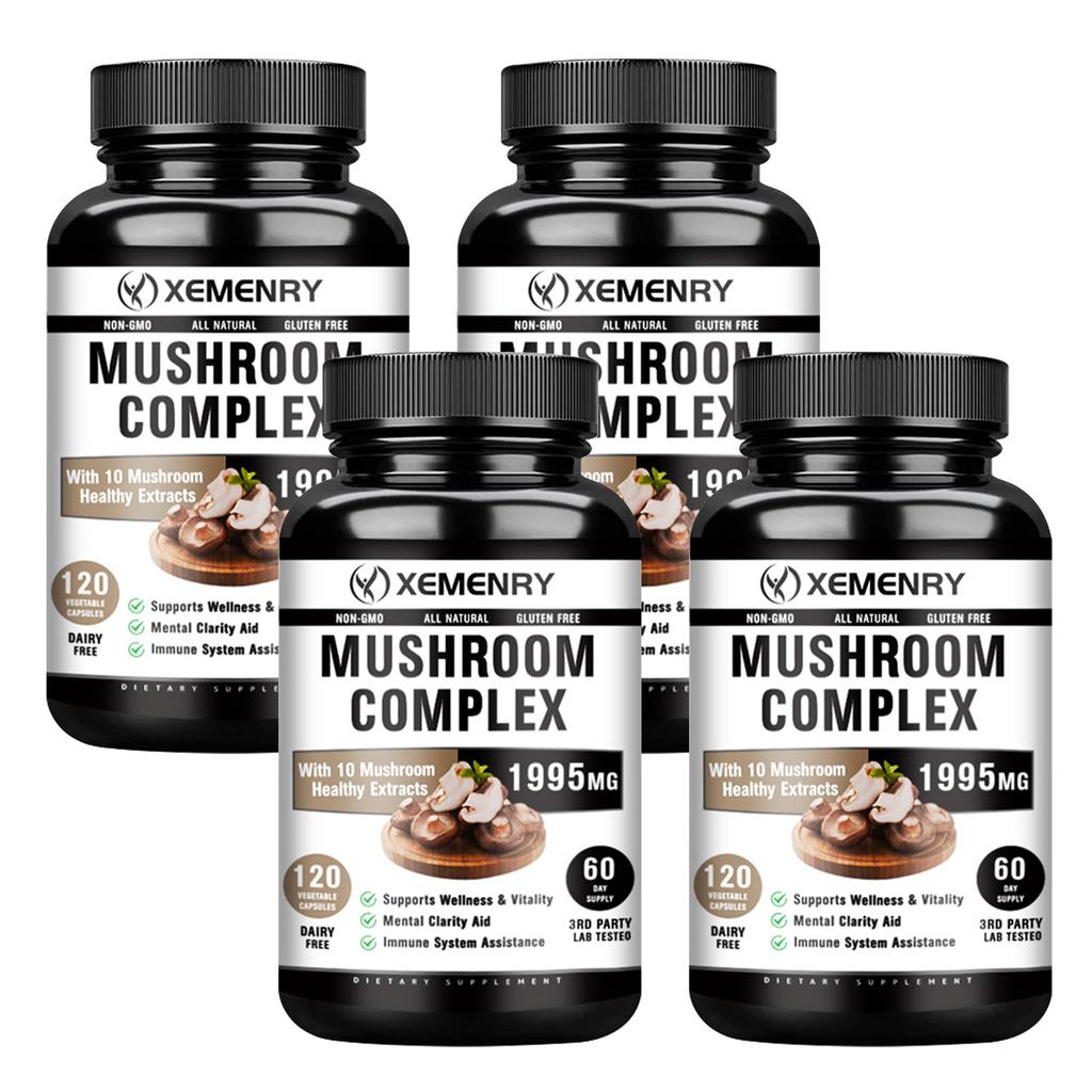 Cápsulas de complejo de hongos totalmente naturales, 1995 mg de potencia, extracto de Cordyceps, apto para hombres y mujeres.