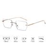 New Square Frameless Myopia Glasses Business and Leisure Blue Light Blocking Eyeglass Women Men High-Quality Optical Glasses