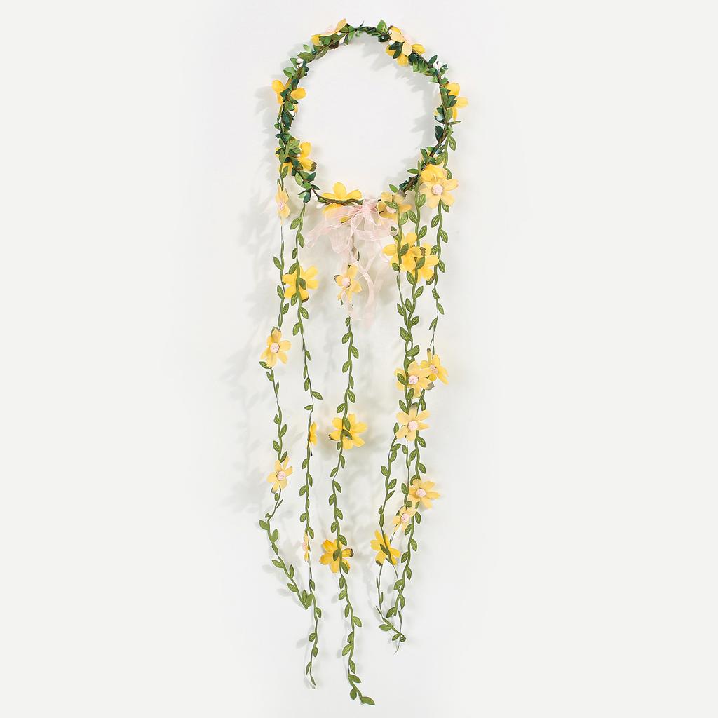 Coroa de Videiras de Flores de Rattan Boêmia para Acessórios de Noiva Casamento Meninas Coroa de Flores Faixa de Cabelo Penteados Adorno de Cabeça