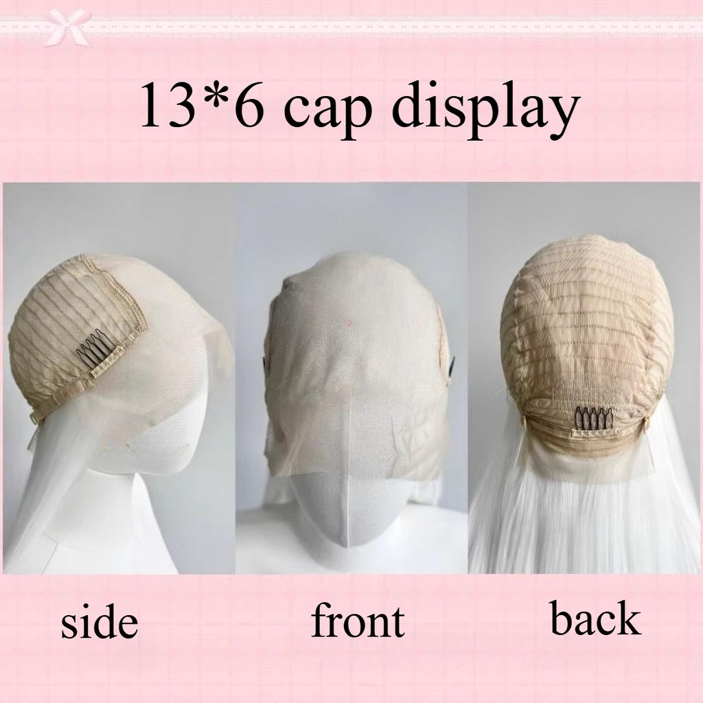 13*6 White Lace Front Wig for Women 26inch Long Straight Hair Wigs High Quality Fibers Synthetic Lace Wig Natural Peluca Cosplay