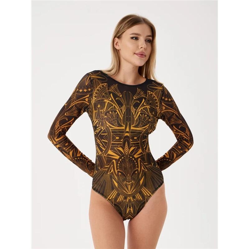 Summer New Style European And American Style Ladies One Piece Long Sleeved Bikini Sunscreen Swimsuit Sexy And Cute