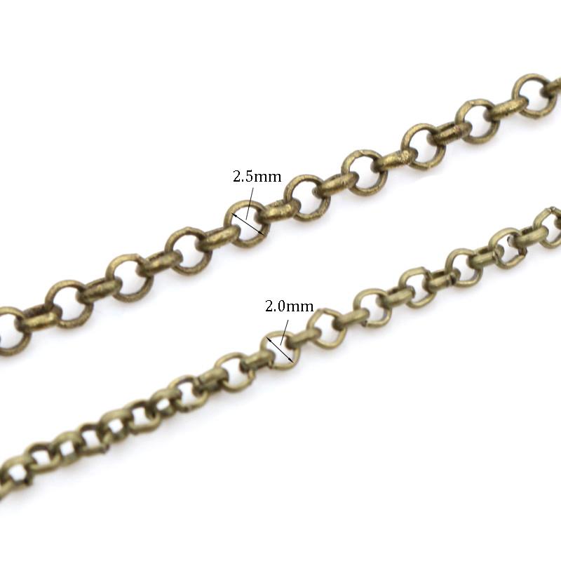5 Meters/lot 2.0mm 2.5mm 5 Colors Plated O-ring Unwelded Iron Cable Chains Necklace DIY Jewelry Making Findings Accessories