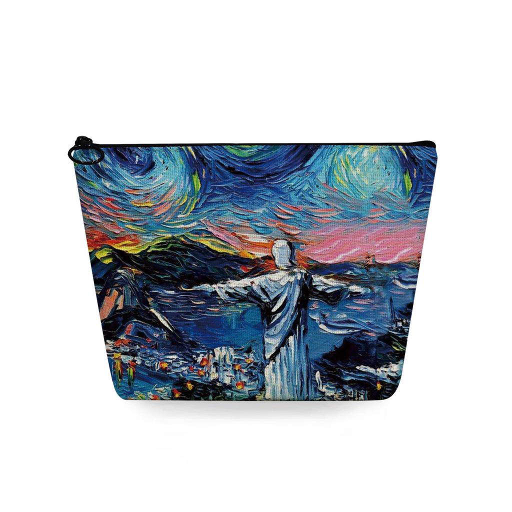 Women Oil Painting Print Cosmetic Bag Toiletries Organize Travel Storage Case 6861