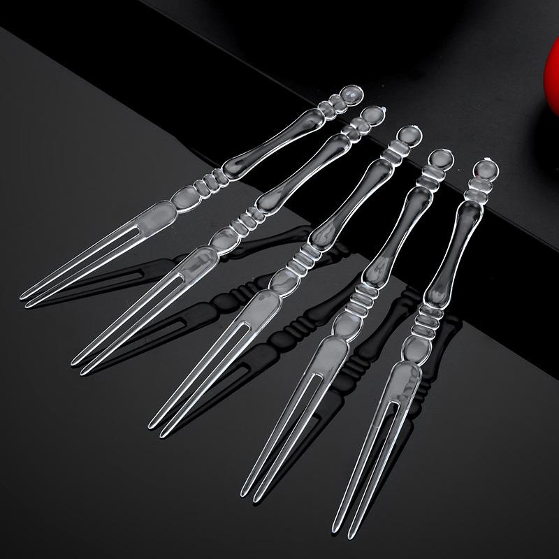 Transparent Fruit Forks, Disposable Plastic Fruit Skewers, Crystal Bamboo Joint Forks, Cakes, Pastries, High Appearance Level Bamboo Skewers