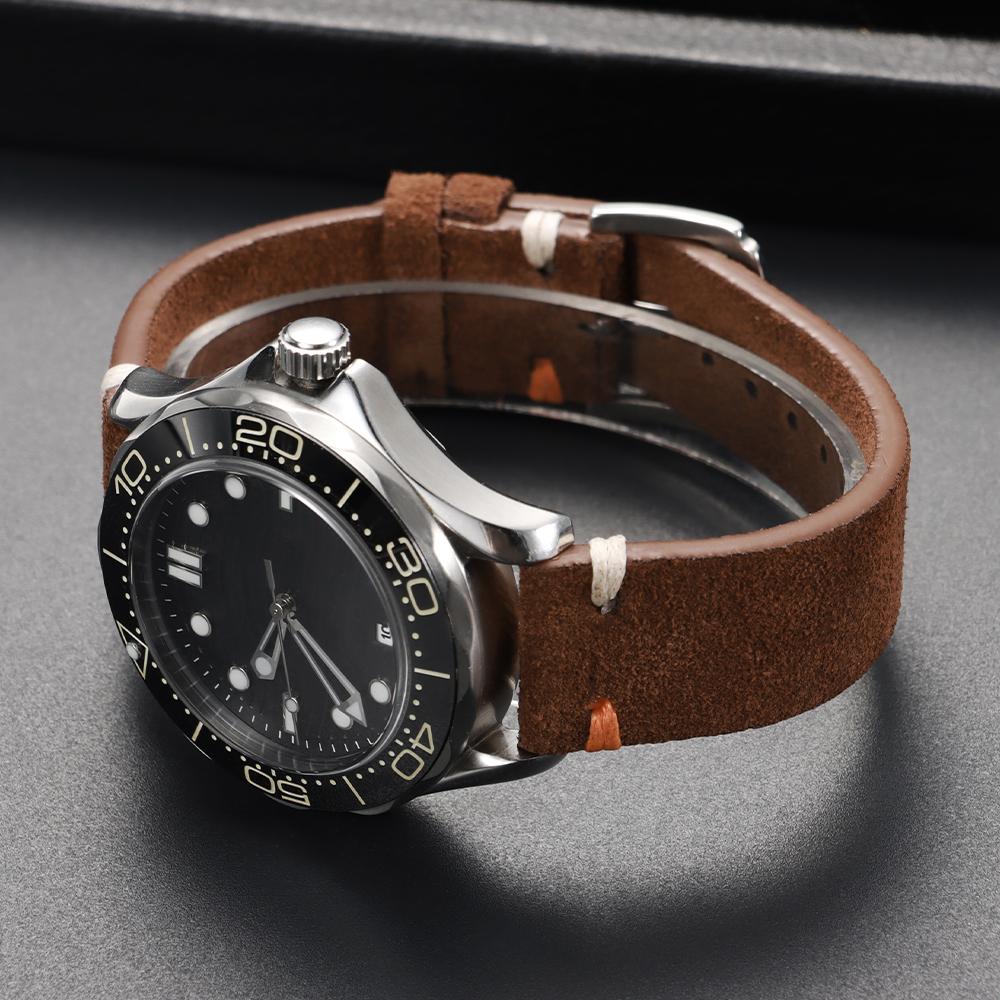 Calfskin Soft Suede Strap Watch Band 18mm 20mm 22mm Handmade Stitching Cowhide Strap for Omega for Seiko Smartwatch Wristband