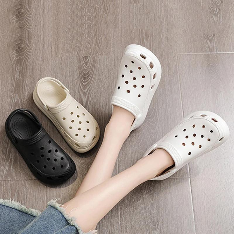 Puff Cave Shoes For Women'S Summer New Thick Bottom Eva Casual Outerwear Sandals, Height Increasing Beach Shoes