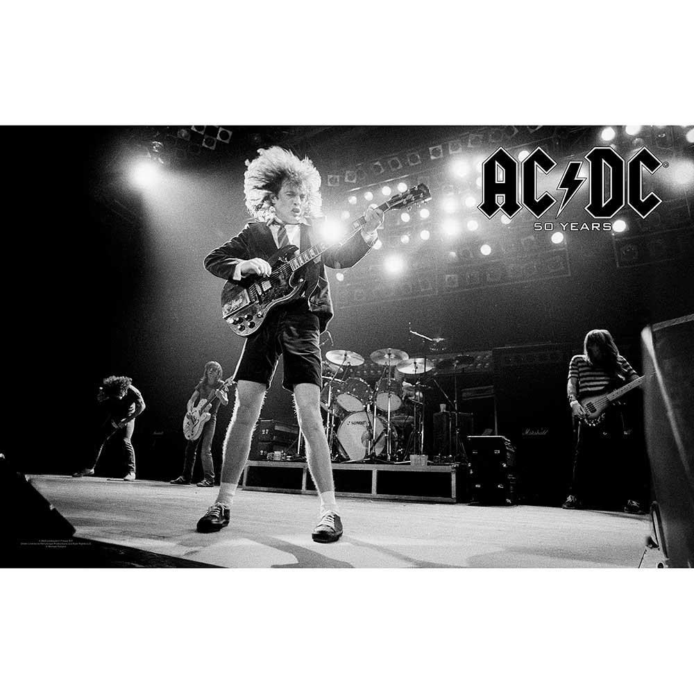 AC/DC Póster 50 años textil One Size negro/blanco