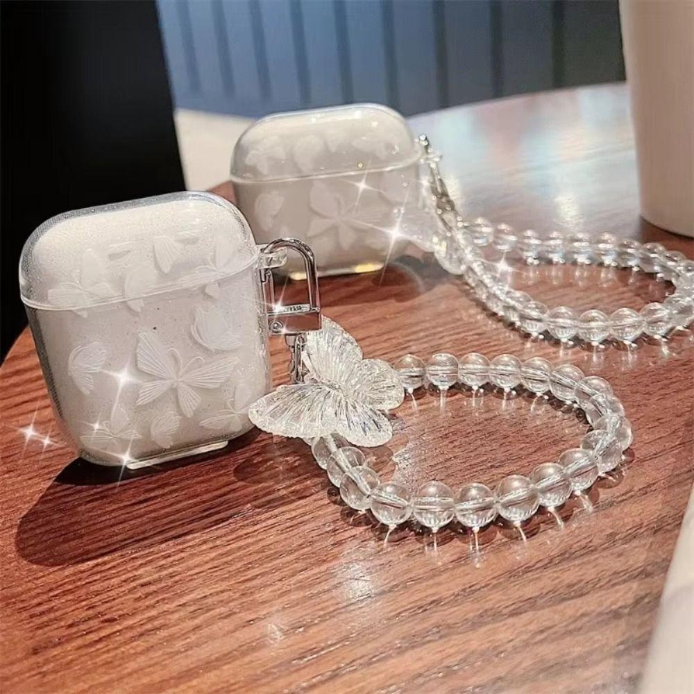 Butterfly Pendant Protective Cover Earphone Shell for AirPods 4/3/2/1/Pro/Pro2 Women Girl