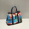 Winter Graffiti Art Canvas Top Grain Leather Tote Bag Large Crossbody Handbag