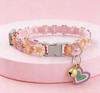 Adjustable Rainbow Lace Floral Collar with Bell for Small Dogs and Cats