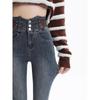 2026 Retro High-Waisted Slimming Skinny Jeans for Women - Elastic Pencil Pants for Autumn/Winter