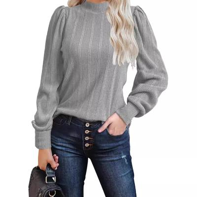 Women's Fashion Casual Fall Winter Solid Color Print Long Sleeve Half Turtleneck Pullovers & Long Sleeves