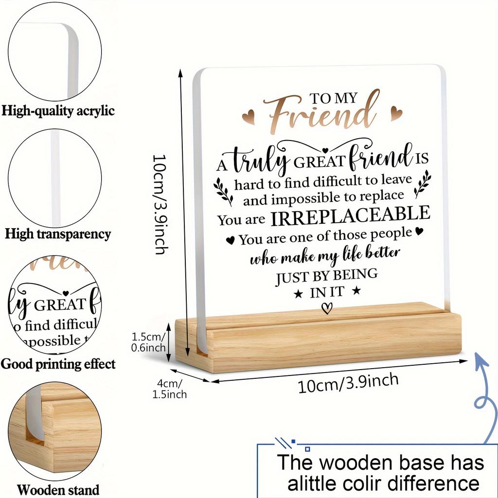 1PC Friends Appreciated Acrylic Tabletop Ornament - Multipurpose Living Room and Office Ornaments Transparent Friendship Plaques, Ornaments